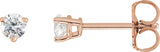 14K Gold Natural Diamond Round 3-Prong Stud Earrings - Rose Gold