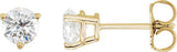 14K Gold Natural Diamond Round 3-Prong Stud Earrings - Yellow Gold