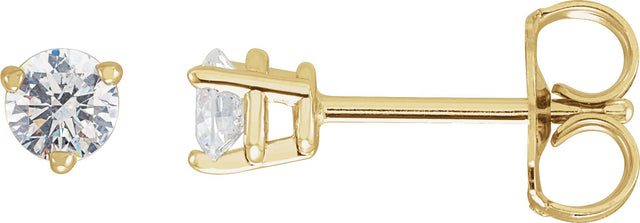 14K Gold Natural Diamond Round 3-Prong Stud Earrings - Yellow Gold