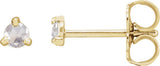 14K Gold Natural Diamond Round 3-Prong Claw Rose-Cut Stud Earrings - Yellow Gold