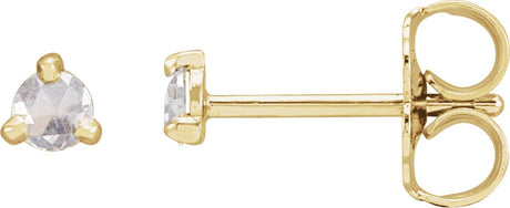 14K Gold Natural Diamond Round 3-Prong Claw Rose-Cut Stud Earrings - Yellow Gold