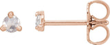 14K Gold Natural Diamond Round 3-Prong Claw Rose-Cut Stud Earrings - Rose Gold