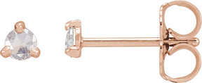 14K Gold Natural Diamond Round 3-Prong Claw Rose-Cut Stud Earrings - Rose Gold