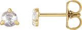 14K Gold Natural Diamond Round 3-Prong Claw Rose-Cut Stud Earrings - Yellow Gold