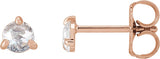 14K Gold Natural Diamond Round 3-Prong Claw Rose-Cut Stud Earrings - Rose Gold