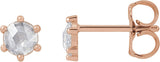 14K Gold Natural Diamond Round 6-Prong Rose-Cut Stud Earrings - Rose Gold