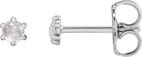 14K Gold Natural Diamond Round 6-Prong Rose-Cut Stud Earrings - White Gold