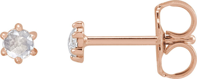14K Gold Natural Diamond Round 6-Prong Rose-Cut Stud Earrings - Rose Gold