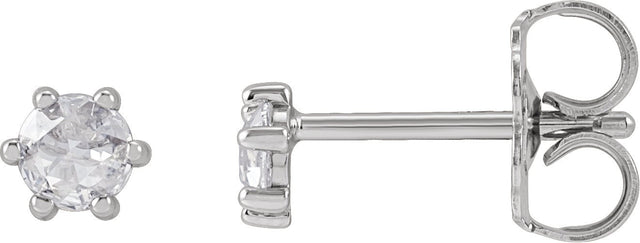 14K Gold Natural Diamond Round 6-Prong Rose-Cut Stud Earrings - White Gold