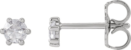 Platinum Natural Diamond Round 6-Prong Rose-Cut Stud Earrings