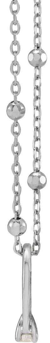 14K Gold Round Natural Diamond Tiny Solitaire Ring Necklace - White Gold - view 2