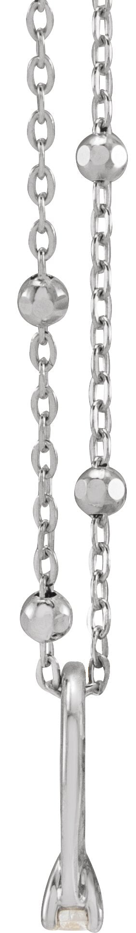 14K Gold Round Natural Diamond Tiny Solitaire Ring Necklace - White Gold - view 2