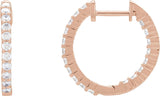 14K Gold Round Natural Diamond Inside-Outside Hoop Earrings – 1.5-3mm Stones - Rose Gold