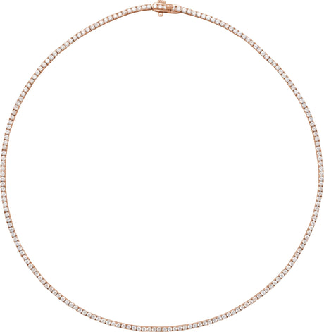 14K Gold Round Lab-Grown Diamond Line Necklace - Rose Gold
