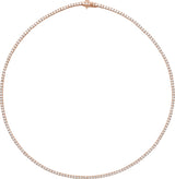 14K Gold Round Natural Diamond Line Necklace - Rose Gold