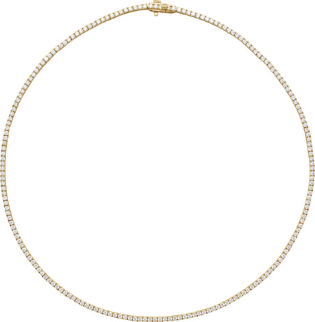 14K Gold Round Lab-Grown Diamond Line Necklace - Yellow Gold