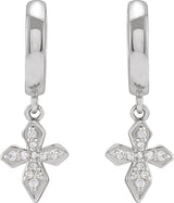 14K Gold Round Natural Diamond Cross Hoop Earrings - Rose Gold - view 4