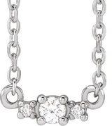 14K Gold Round Natural Diamond Accented Necklace - White Gold