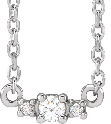 14K Gold Round Natural Diamond Accented Necklace - White Gold
