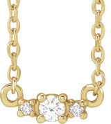 14K Gold Round Natural Diamond Accented Necklace - Yellow Gold