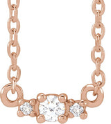 14K Gold Round Natural Diamond Accented Necklace - Rose Gold