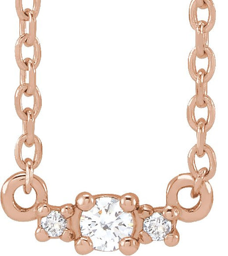 14K Gold Round Natural Diamond Accented Necklace - Rose Gold