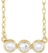 14K Gold Round Natural Diamond Rose-Cut Three-Stone Necklace - Yellow Gold