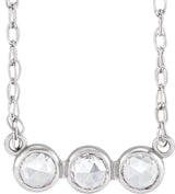 Platinum Round Natural Diamond Rose-Cut Three-Stone Necklace