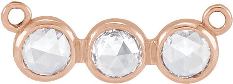 14K Gold Round Natural Diamond Rose-Cut Three-Stone Necklace - Rose Gold