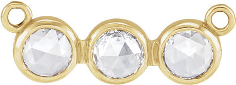 14K Gold Round Natural Diamond Rose-Cut Three-Stone Necklace - Yellow Gold