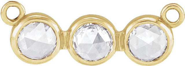 14K Gold Round Natural Diamond Rose-Cut Three-Stone Necklace - Yellow Gold