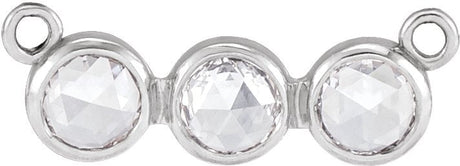 14K Gold Round Natural Diamond Rose-Cut Three-Stone Necklace - White Gold