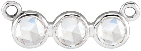14K Gold Round Natural Diamond Rose-Cut Three-Stone Necklace - White Gold