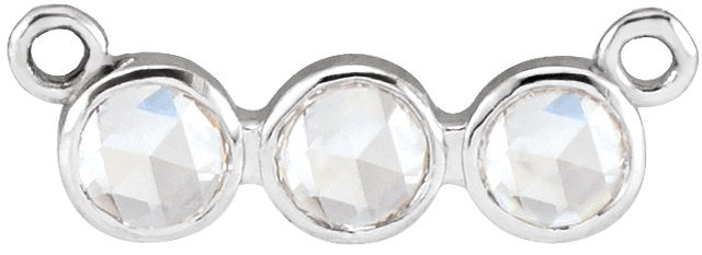 14K Gold Round Natural Diamond Rose-Cut Three-Stone Necklace - White Gold