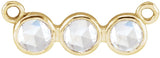 14K Gold Round Natural Diamond Rose-Cut Three-Stone Necklace - Yellow Gold