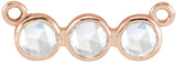 14K Gold Round Natural Diamond Rose-Cut Three-Stone Necklace - Rose Gold