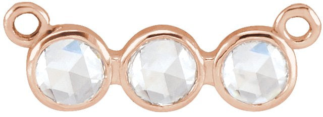 14K Gold Round Natural Diamond Rose-Cut Three-Stone Necklace - Rose Gold