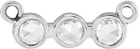 14K Gold Round Natural Diamond Rose-Cut Three-Stone Necklace - White Gold