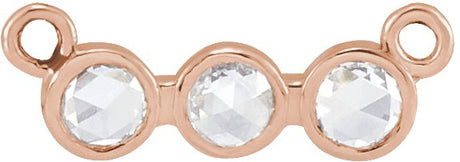 14K Gold Round Natural Diamond Rose-Cut Three-Stone Necklace - Rose Gold