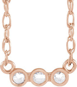 14K Gold Round Natural Diamond Rose-Cut Three-Stone Necklace - Rose Gold