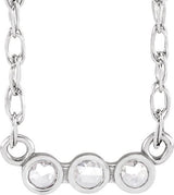14K Gold Round Natural Diamond Rose-Cut Three-Stone Necklace - White Gold