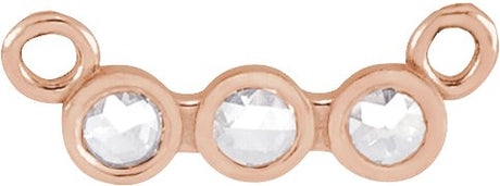 14K Gold Round Natural Diamond Rose-Cut Three-Stone Necklace - Rose Gold