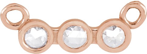 14K Gold Round Natural Diamond Rose-Cut Three-Stone Necklace - Rose Gold