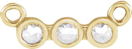 14K Gold Round Natural Diamond Rose-Cut Three-Stone Necklace - Yellow Gold