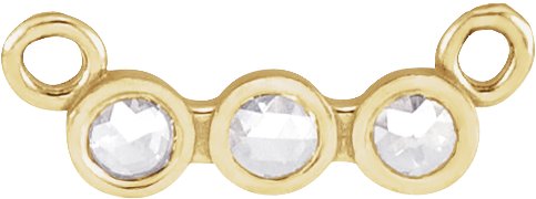 14K Gold Round Natural Diamond Rose-Cut Three-Stone Necklace - Yellow Gold