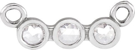 14K Gold Round Natural Diamond Rose-Cut Three-Stone Necklace - White Gold