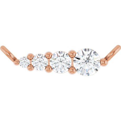 14K Gold Round Lab-Grown Diamond Graduated Necklace - Rose Gold