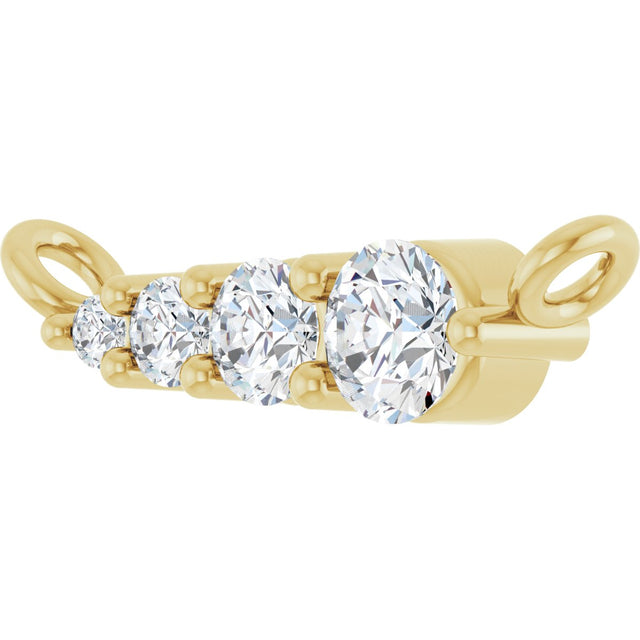 14K Gold Round Lab-Grown Diamond Graduated Necklace - Yellow Gold - view 2