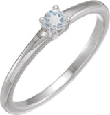 Platinum Round Natural Blue Sheen Moonstone Solitaire Ring