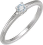 Platinum Round Natural Blue Moonstone Solitaire Ring